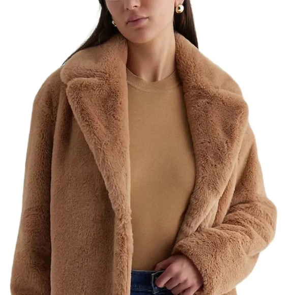 Express Faux Fur Coat Unisex Size Small in the Color Pecan Super Soft & Cozy - Picture 5 of 12